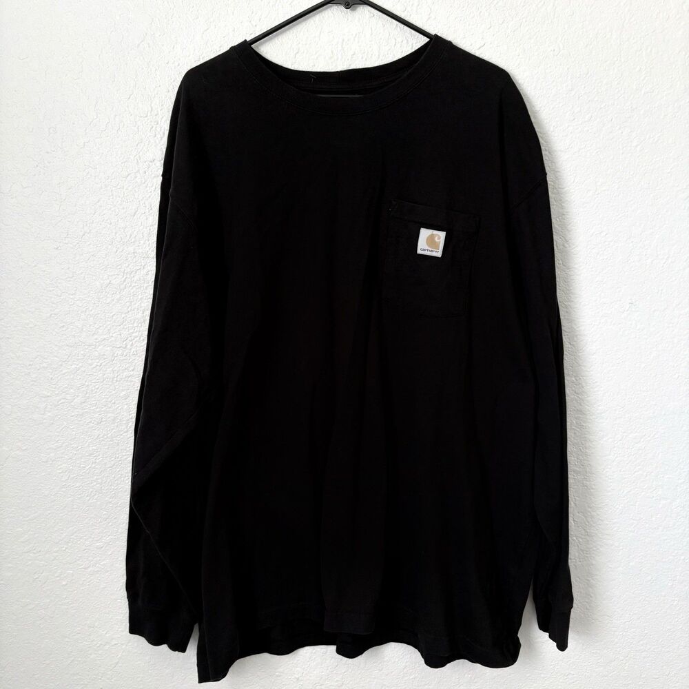 Carhartt Men's Loose Fit Heavyweight Longsleeve Pocket T-Shirt Black Men’s 2XL